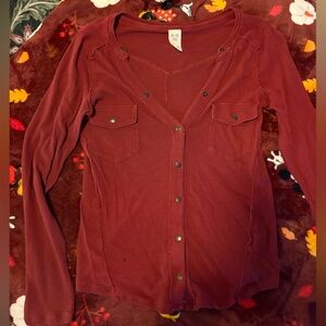 We The Free Burgundy Knit Top